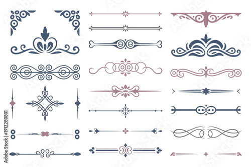 A collection of elegant and intricate design elements and ornate dividers