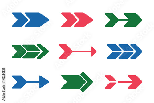 A collection of colorful arrow icons on a white background