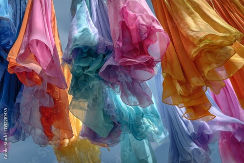 Wallpaper Mural Colorful cloths hang in the air during a sunny day in a vibrant market place in the afternoon Torontodigital.ca