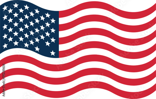 The American flag waving gently in the wind on a clear day