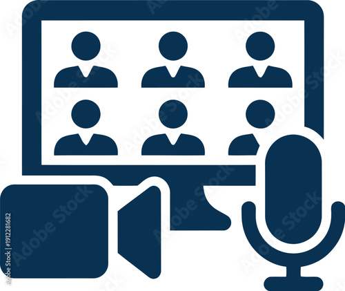 A group of people participate in a virtual meeting on a computer screen