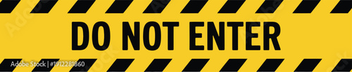 A yellow and black warning sign with a do not enter message
