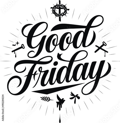 Good Friday Hand Drawn Calligraphy text vector