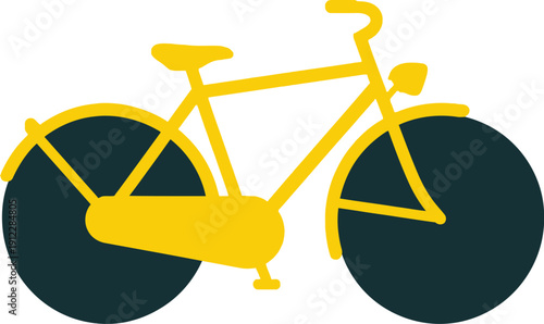 A simple yellow bicycle icon on a white background for commercial use