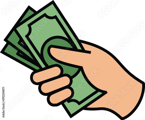 A hand holding a stack of green dollar bills tightly in its grip.