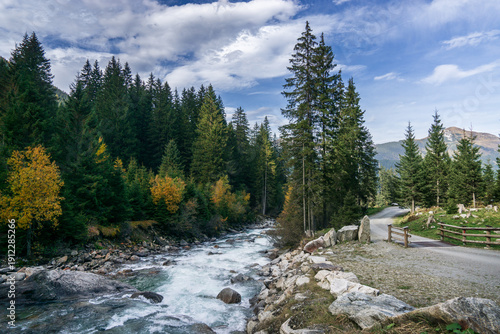 Krimml Waterfall in Austria. Located near Tyrol, and also known as Krimmler Wasserfälle, they are the biggest waterfall in Europe, with a length of 380 meters.