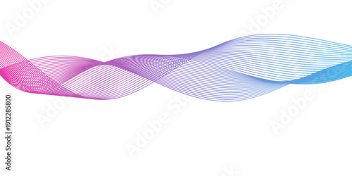 An elegant digital illustration featuring wavy pink and purple satin ribbons with smoky curves and light swirls over a white background creates a decorative motion pattern design