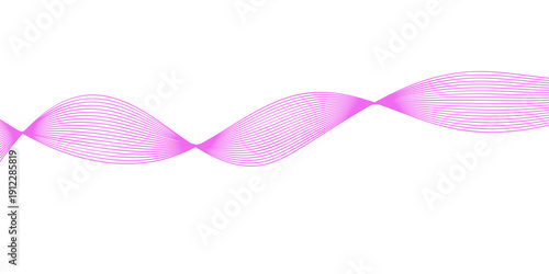Elegant pink satin ribbon and bow with a wavy purple design featuring violet curves and light motion lines over a white decorative backdrop pattern illustration