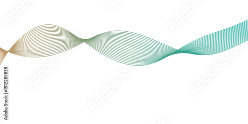 Blue satin ribbon bow element with elegant wave curves and flowing lines isolated on white background for web design pattern illustration