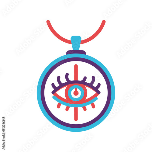 Pendant necklace featuring an eye design with a clock element inside.