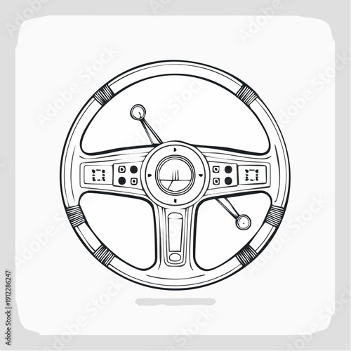 Vintage Car Steering Wheel with Classic Design Elements.