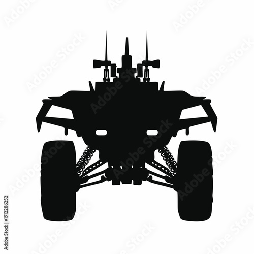 Quad bike or all-terrain vehicle silhouette on white background.