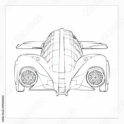 Futuristic sports car design concept with sleek aerodynamic lines.