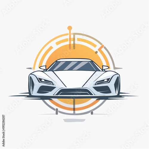Vector illustration of a sports car with orange accents.