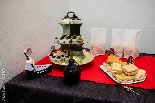Wallpaper Mural Pirate birthday party table displaying themed decorations and food Torontodigital.ca