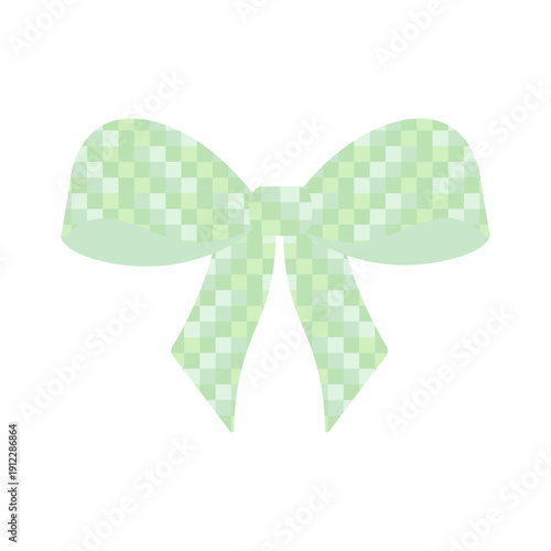 Illustration of a retro bow tie in a delicate green color, vector illustration in a hand-drawn style, gift decorations, party decorations.