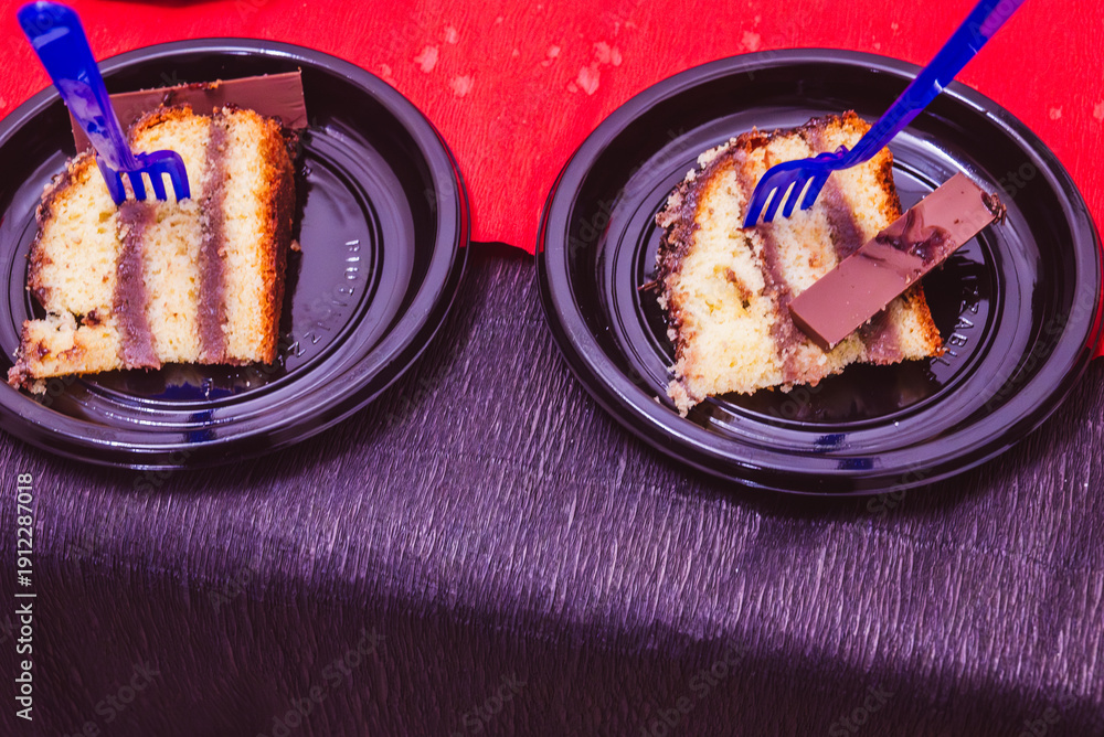 custom made wallpaper toronto digitalSlices of birthday cake with forks on party table