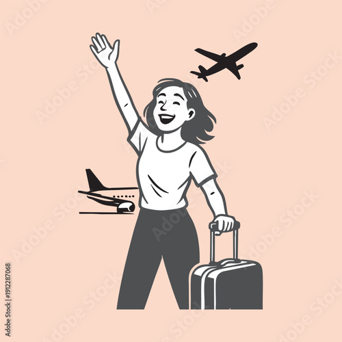 Travel icon illustration with airplane 