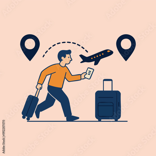 Travel icon illustration with airplane 