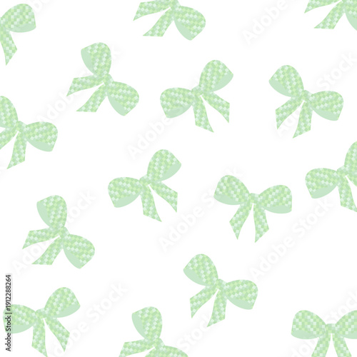 Illustration of a retro bow tie in a delicate green color, vector illustration in a hand-drawn style, gift decorations, party decorations.