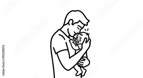 Man holding and kissing a baby in a tender moment.