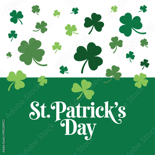 A festive St. Patrick's Day graphic with shamrocks and green colors