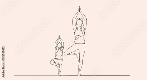Mother and daughter practicing yoga together in harmony and balance.