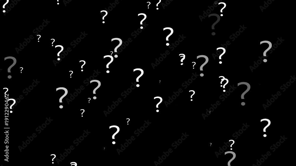question mark particle animation, floating white question marks with ...