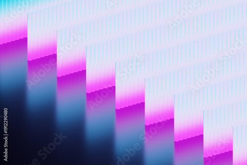 Abstract background of glowing gradient lines between blue and purple on a black background. 3D rendering illustration.