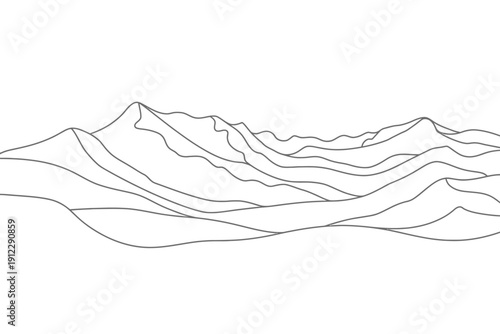 Abstract layered mountain range contour lines create a vast, undulating.