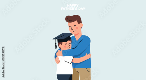 Father embracing his graduate son on a special day.