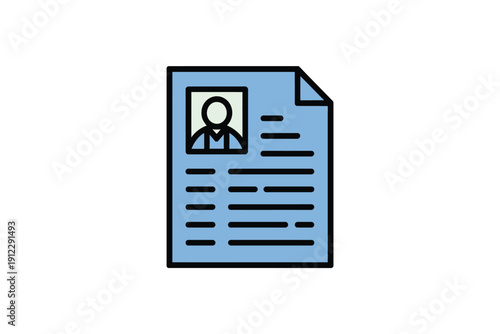Single light blue document icon symbolizes a filled-out resume or personal.