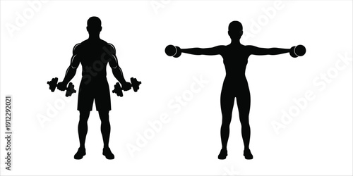 Dumbbell front and side raise silhouettes