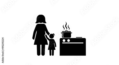 Mother and child in the kitchen.