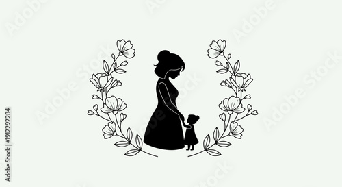 Silhouette of a woman and her dog.