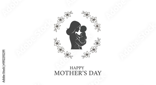 Mother's Day greeting card with silhouette.
