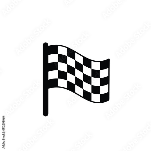 Black and white checkered racing flag on pole isolated white background vector illustration