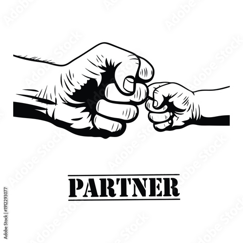 Fathers Day Father and Child Fist Bump Bonding Silhouette Vector Illustration.