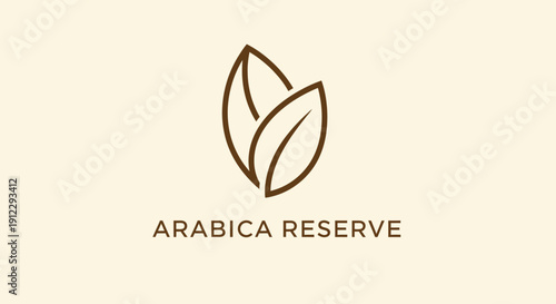 Minimalist Brown Coffee Beans Logo with Arabica Reserve Text on Light Beige Background in Bright Studio