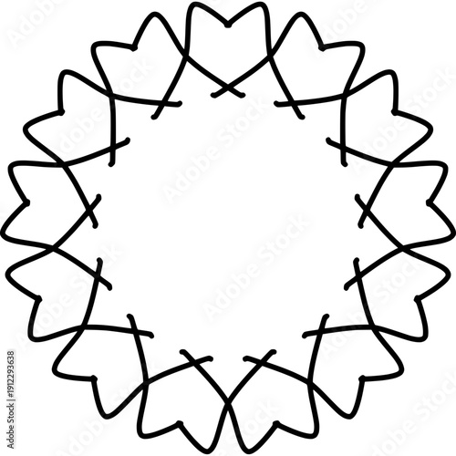 Abstract geometric circular design element with radiating symmetrical patterns, ideal for decorative borders and creative projects