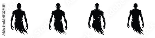 Scary Revenant Ghost Silhouette Set - Horror Male Phantom Spirit Vectors for Halloween and Dark Fantasy Design - Eerie Supernatural Undead Apparition Clipart