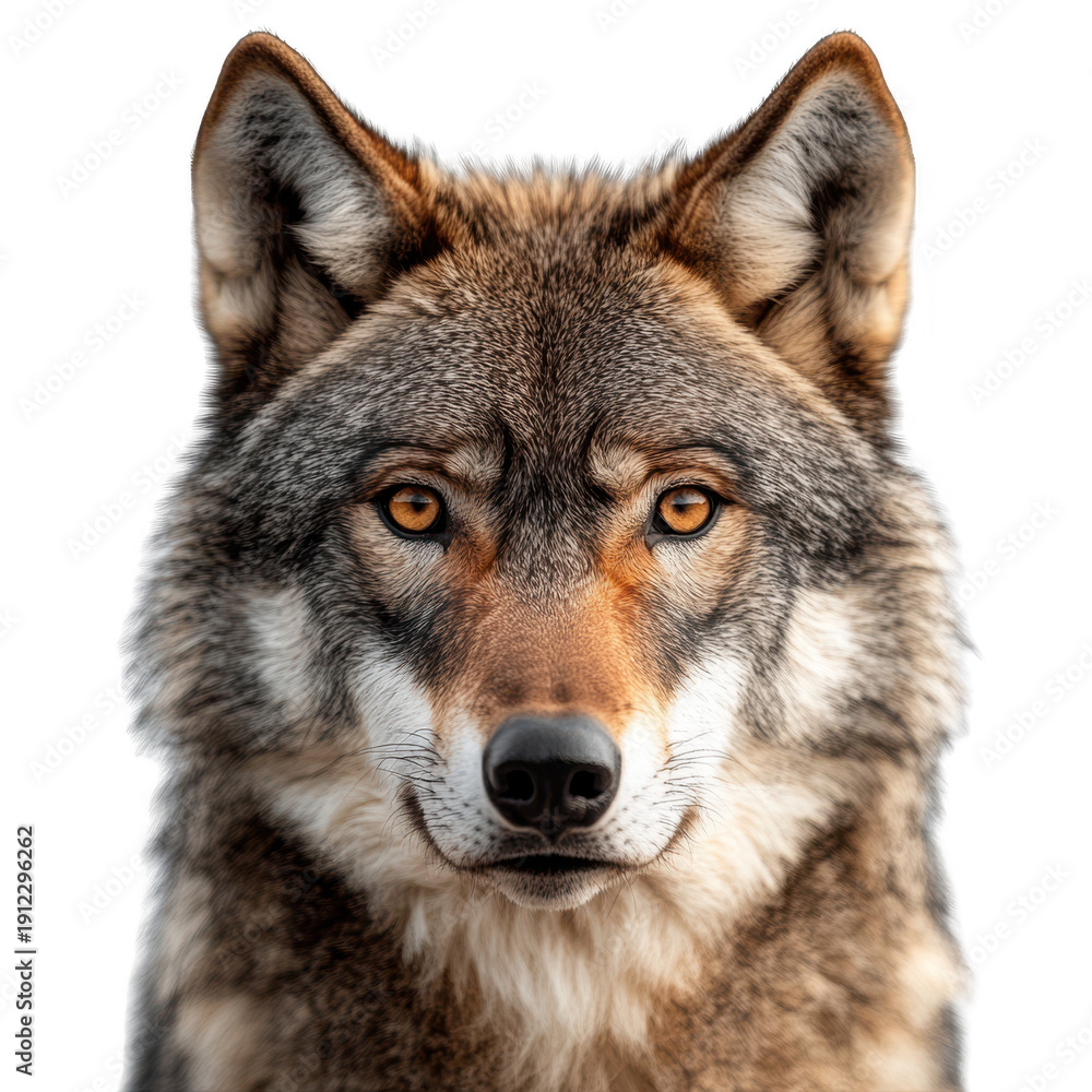Obraz premium gray wolves in a close-up, isolated on transparent background,