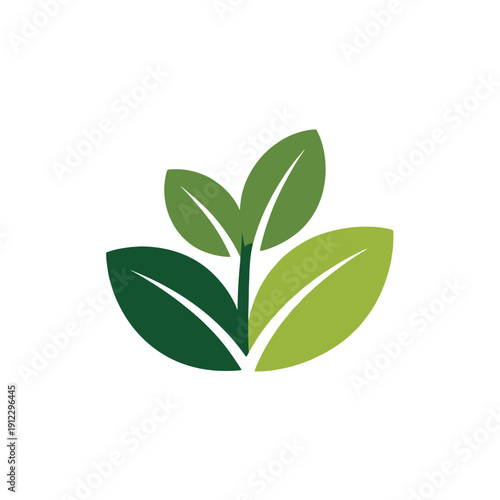 A simple green plant sprout logo symbolizes growth and nature.