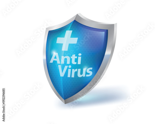 Antivirus software shield icon with cross