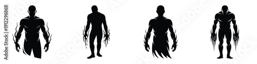 Dark Cursed Man Silhouette Set - Horror Soul Possession Vector Art - Evil Spirit Shadow Graphics - Gothic Ghostly Entity Illustrations for Halloween and Paranormal Design