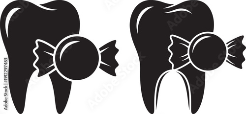 Tooth and candy dental health concept