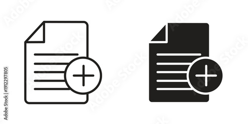 Add document icon. Linear icon collection. Editable stroke. Vector illustrations