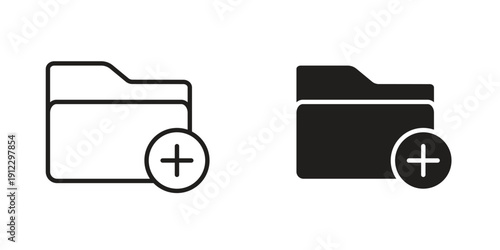 Add folder icon. Linear icon collection. Editable stroke. Vector illustrations