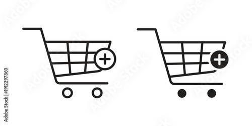 Add to cart icon. Linear icon collection. Editable stroke. Vector illustrations