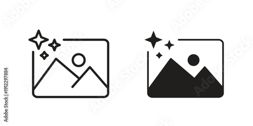 Ai photo generate icon. Linear icon collection. Editable stroke. Vector illustrations